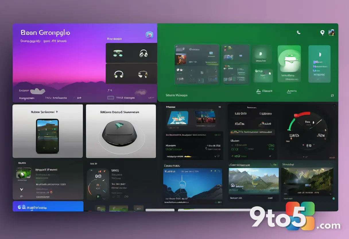 A stylized Xbox dashboard interface displayed on a large screen, showing a clean, organized home screen with customizabl