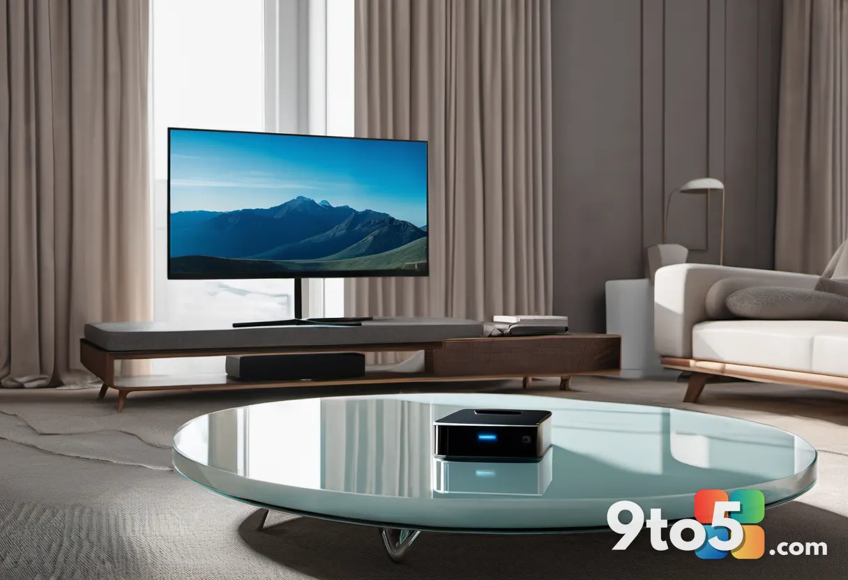 A side-by-side comparison of a 4K UHD Blu-ray disc and a modern smart TV remote resting on a glass coffee table, soft na