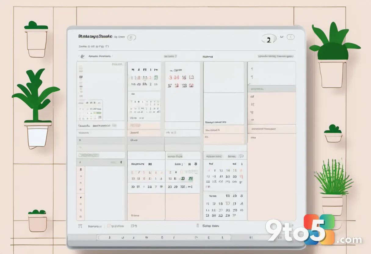 A clean flat-lay illustration of a wall calendar with two highlighted days beside a simplified browser window, on a ligh