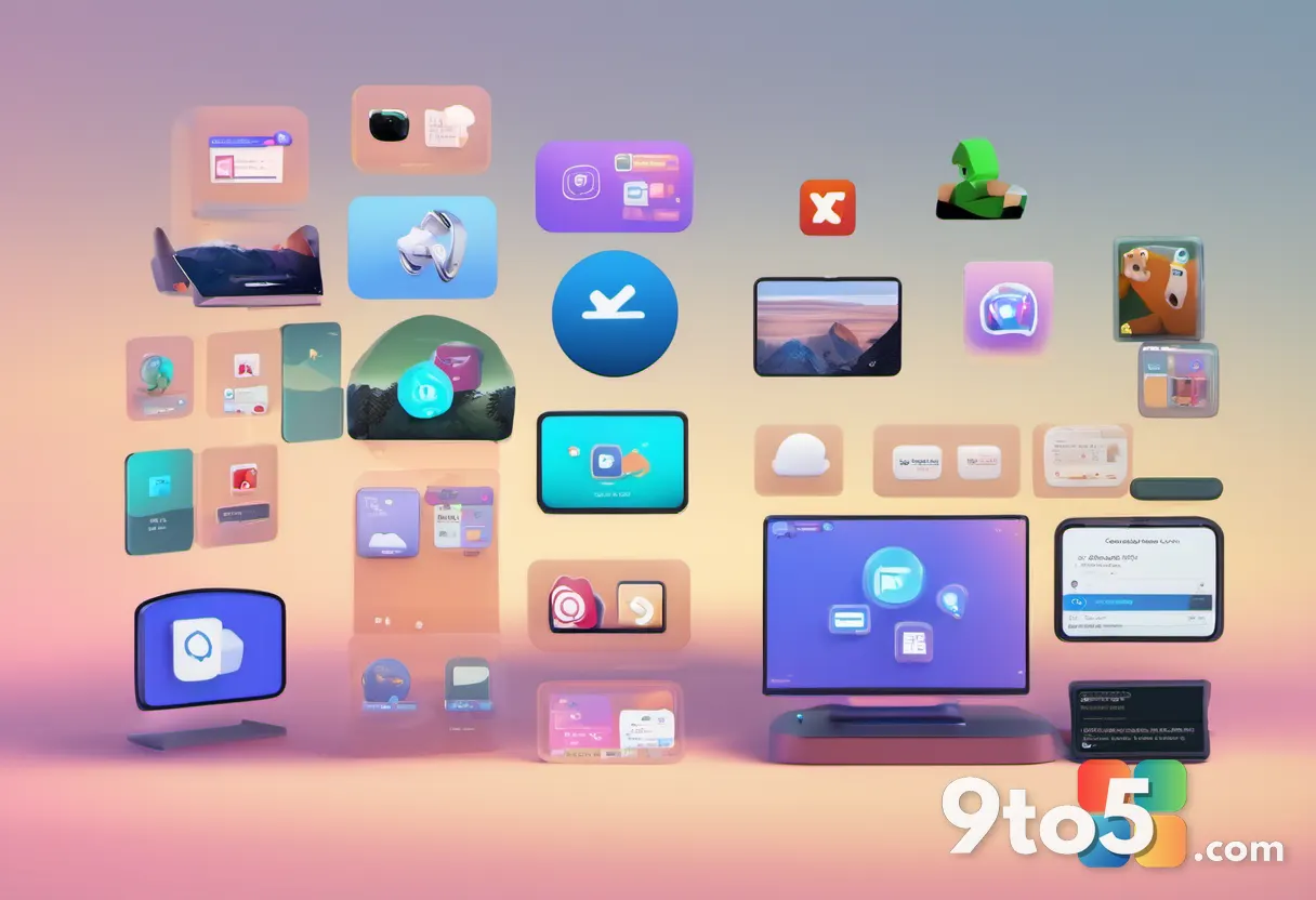 A collage-style image showing several popular apps opening in their own mini-browsers—Teams, X, Reddit—floating as separ