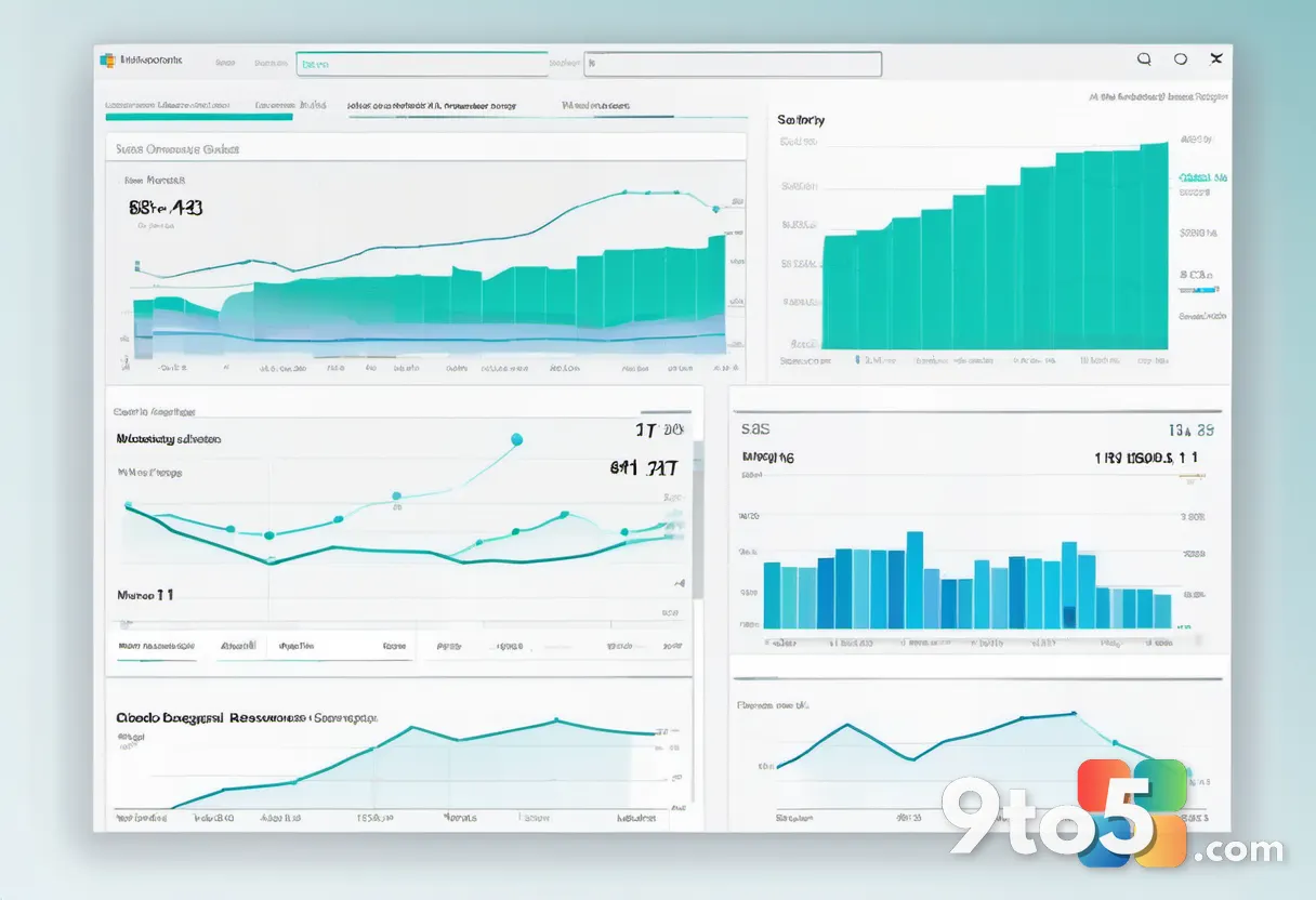 A financial chart showing rising cloud-revenue bars overtaking a declining Windows bar, in Microsoft-style teal and blue
