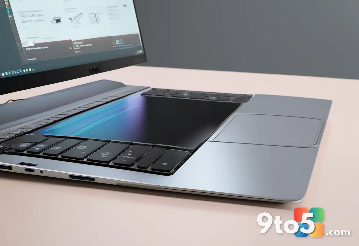 Detail shot of a laptop's side showing USB-A, HDMI, and USB-C ports, shallow focus, neutral desk surface, no text or log