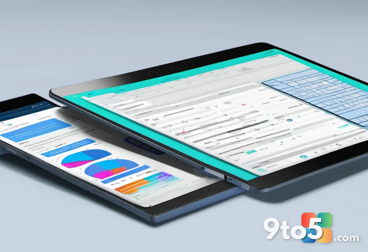 A modern spreadsheet grid on a tablet screen with one cell split into colorful tagged chips like 'Laptop', 'Gaming', 'OL