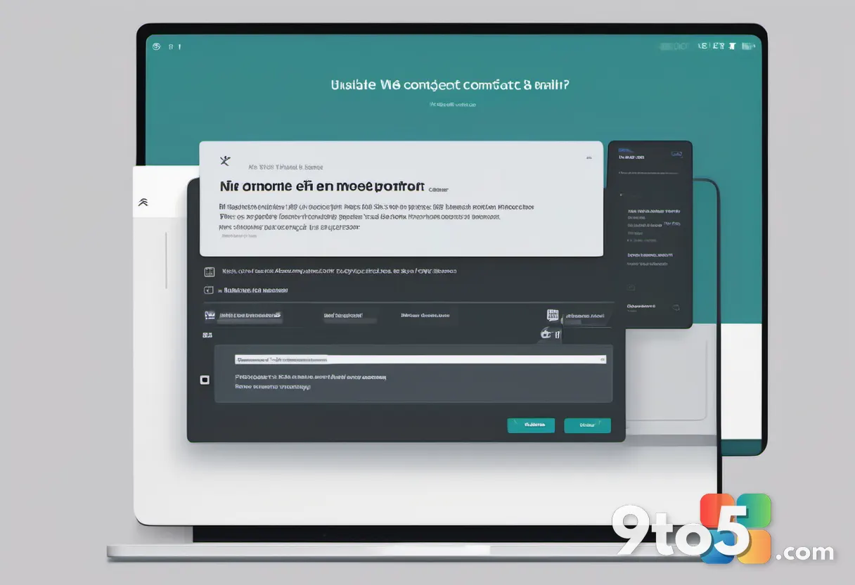 A web contact form on a laptop screen with a subtle 'procurement officer' chat window beside it, soft office-lighting, c