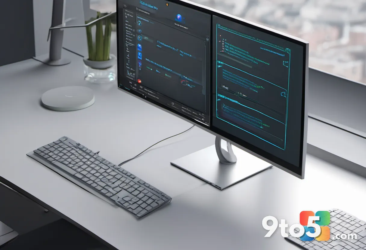 Close-up of a Windows 11 dxdiag diagnostic window on a desktop monitor, hands typing on a keyboard, clean UI screenshot 