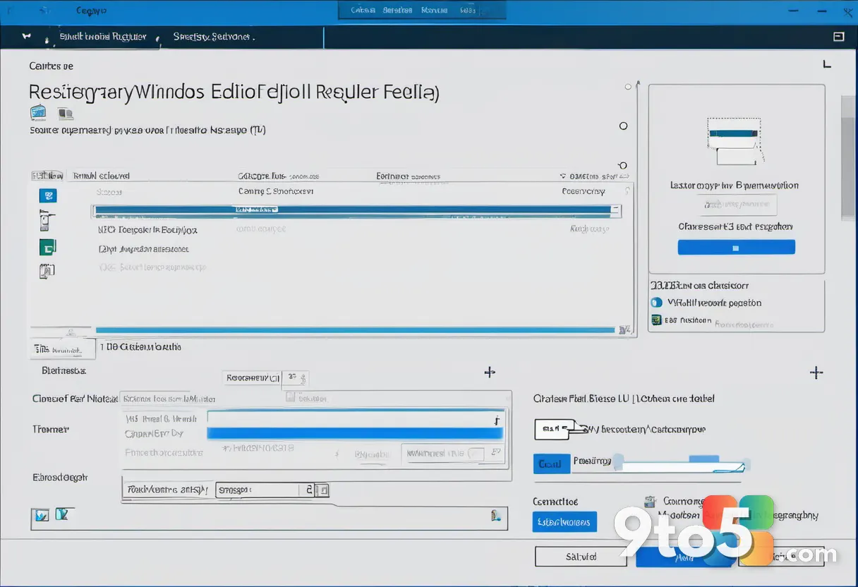 A close-up of a computer screen showing the Windows Registry Editor with a highlighted Advanced key folder, cool blue UI