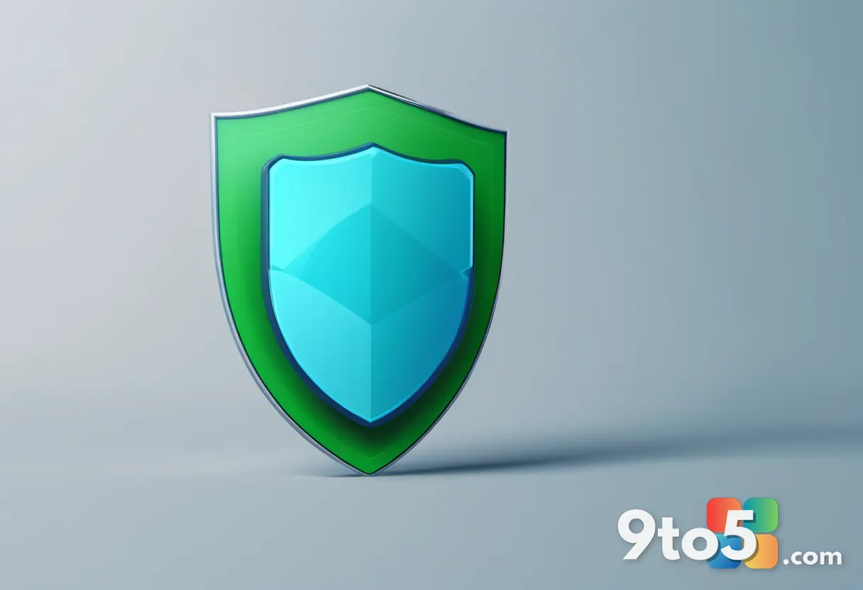 A flat-design illustration of a blue shield with a green checkmark symbolizing system protection and update recovery, cl