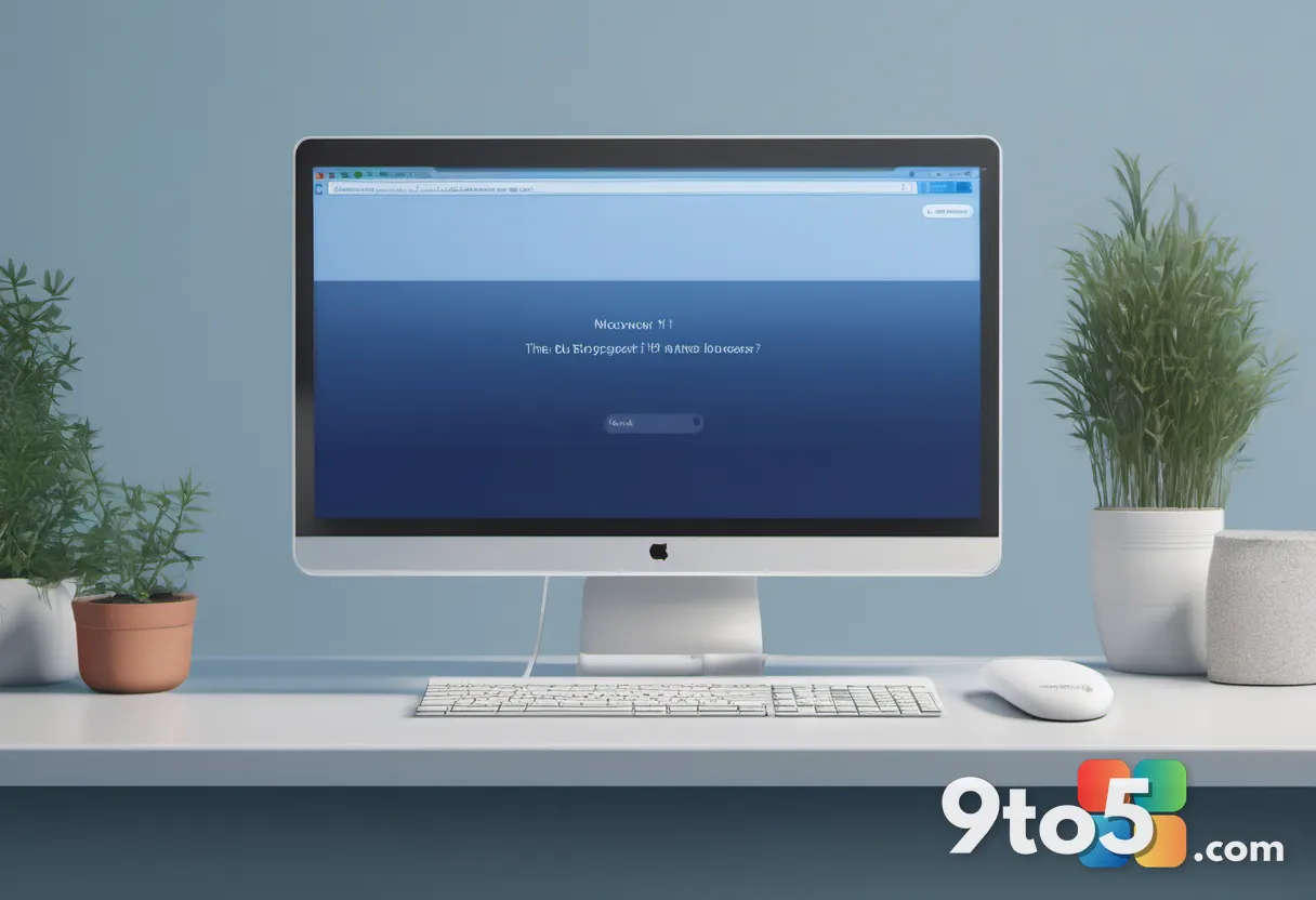 Close-up of a computer monitor displaying a web browser tab in an unresponsive state, muted blue UI, a subtle loading sp