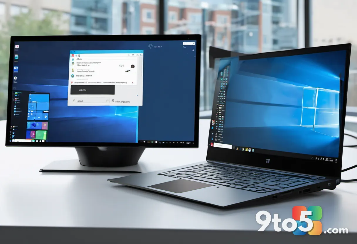A Windows Device Manager window open on a laptop screen with an audio driver highlighted and a red warning badge, cool b