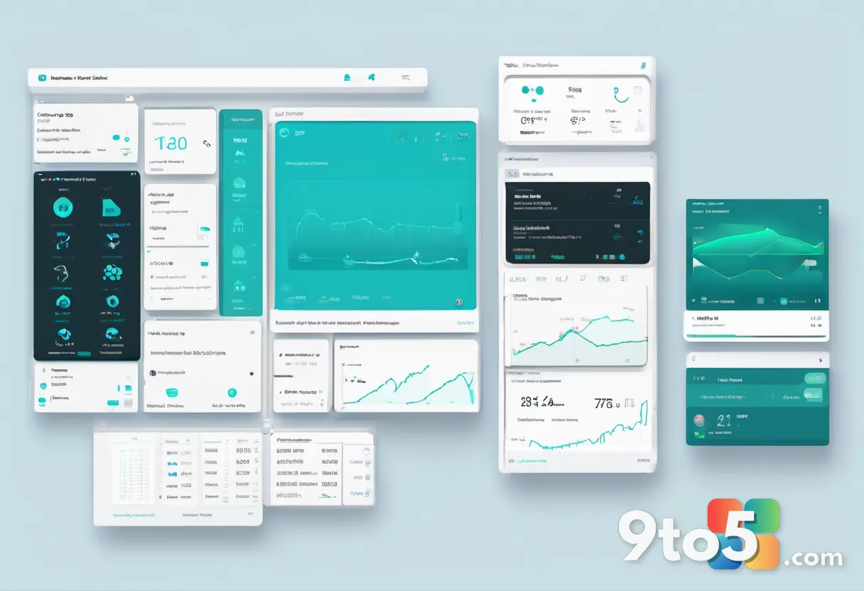 A clean desktop illustration showing a unified Copilot dashboard with four panels — chat, coding, agents, and a home scr