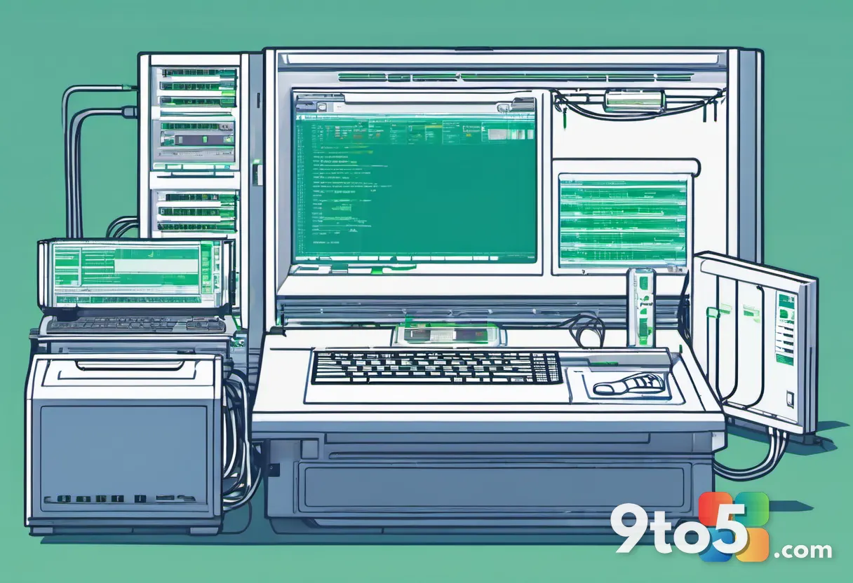 A clean technical illustration of multiple client computers booting over Ethernet cables from a central server, represen