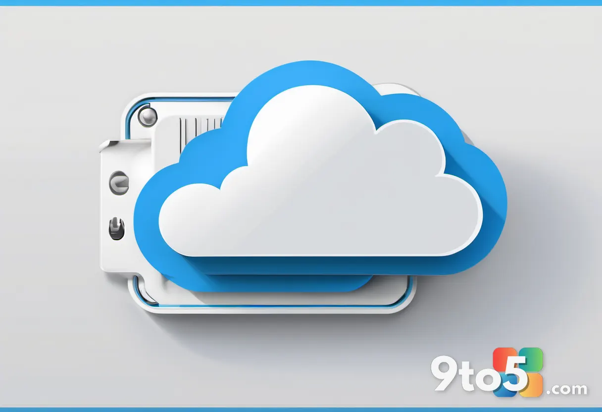 A stylized illustration of a OneDrive cloud icon with a small "Copy to Online Album" toggle switch flipped on, glowing s