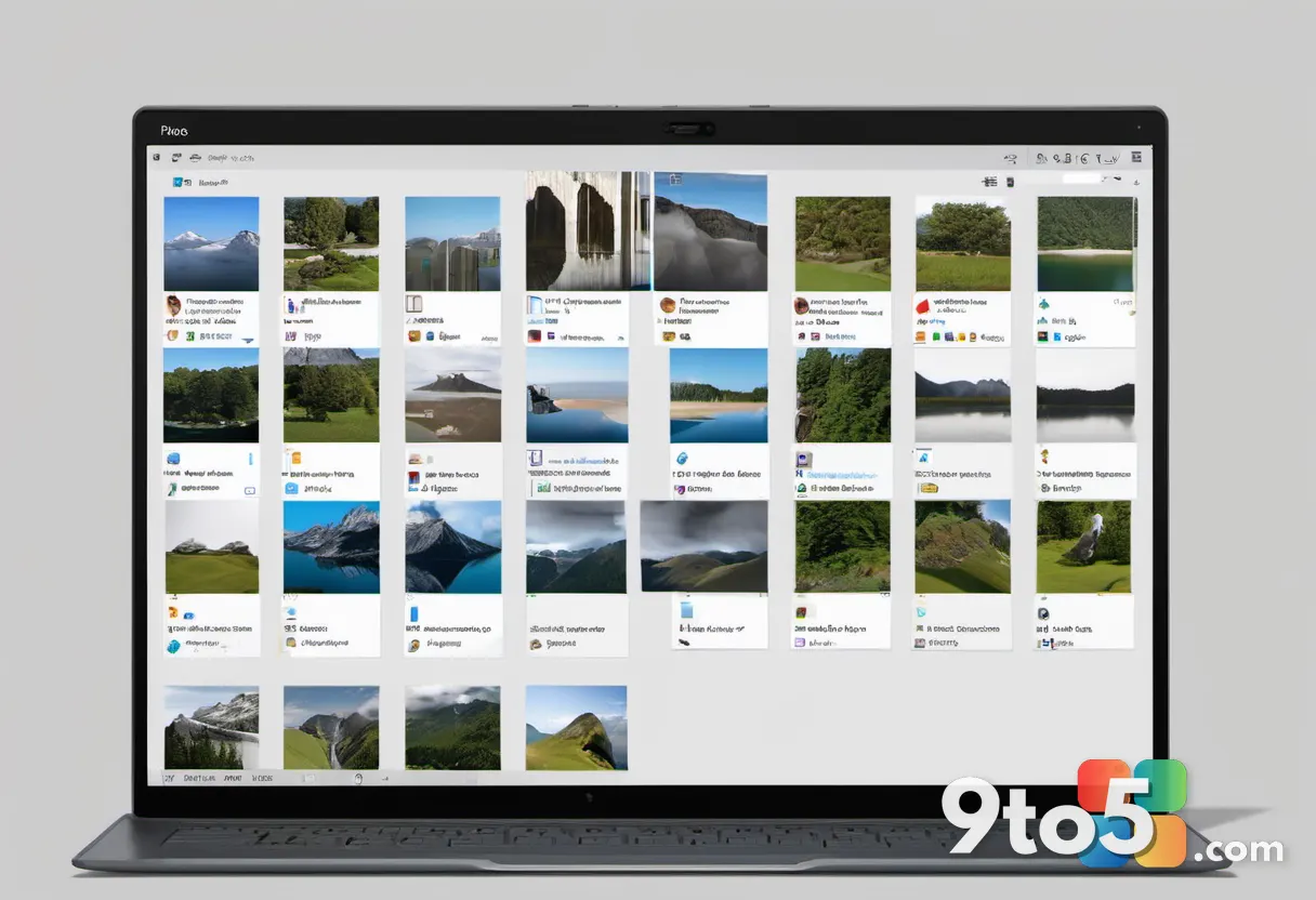Close-up screenshot of the new Microsoft Photos toolbar showing a reduced set of icons — edit, rotate, delete, print, sh