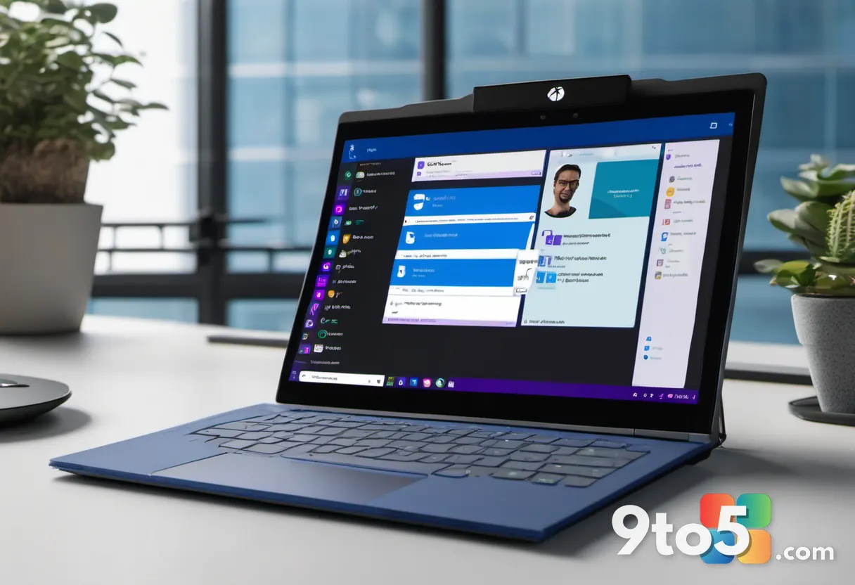 A close-up of a laptop screen showing a Microsoft Teams meeting grid, with one bot avatar highlighted and a small lock i