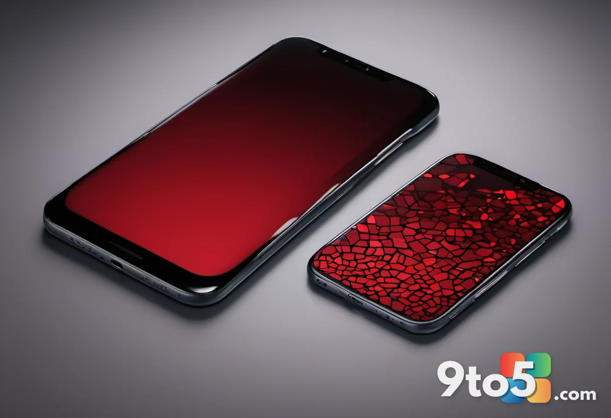 A cracked smartphone screen leaking red digital fragments against a dark background, symbolizing stolen session tokens a