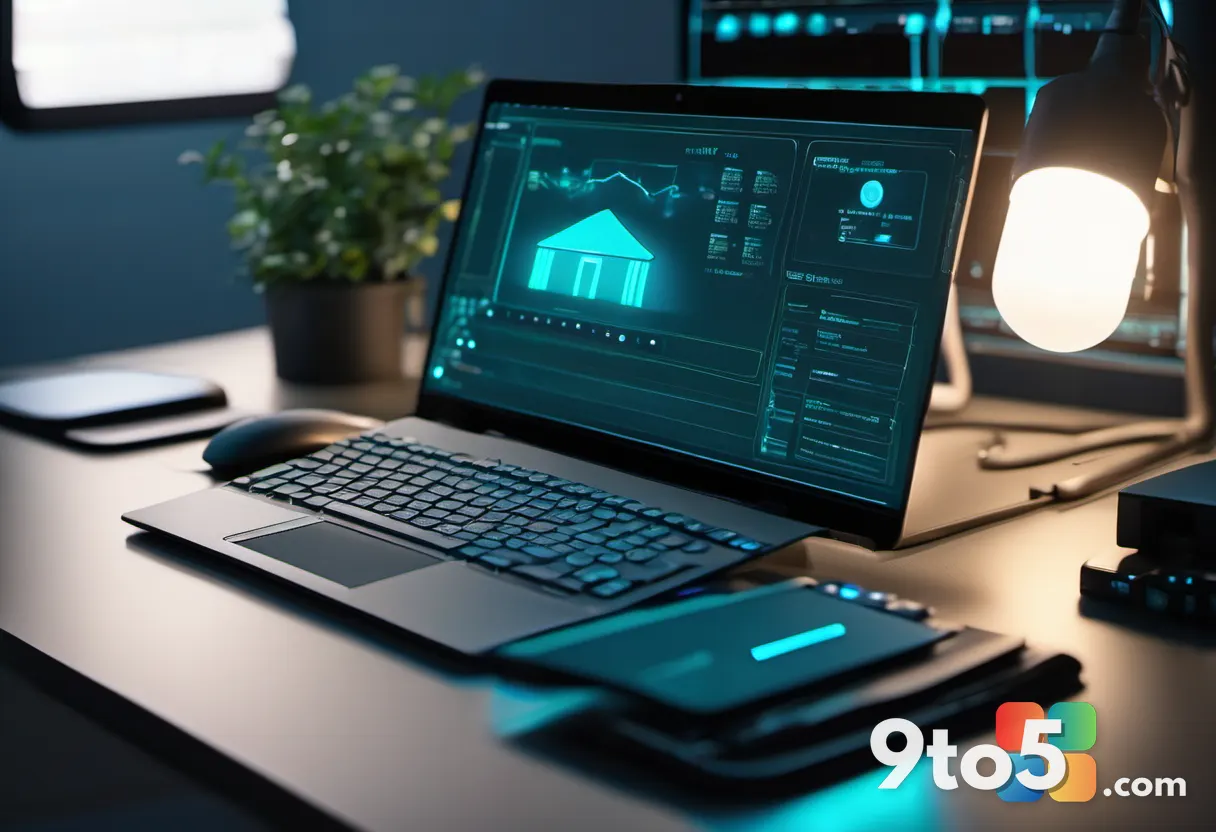 A close-up of an IT administrator's hands on a keyboard with a glowing security dashboard on screen, dark office backgro