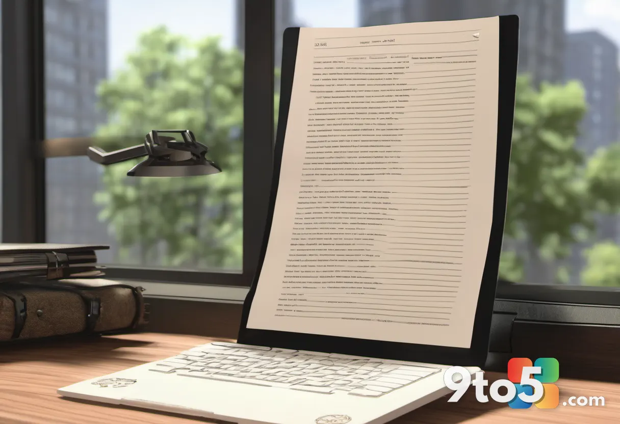 An Obsidian-style RPG manuscript being filed into a Bethesda Softworks folder on a wooden office desk, warm ambient ligh