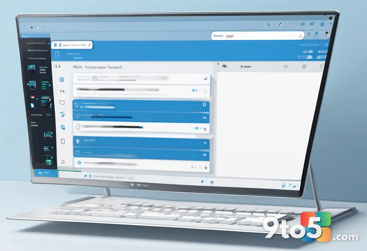 A minimalist illustration of an email inbox with a translucent AI sidebar panel glowing beside it, a cursor selecting te
