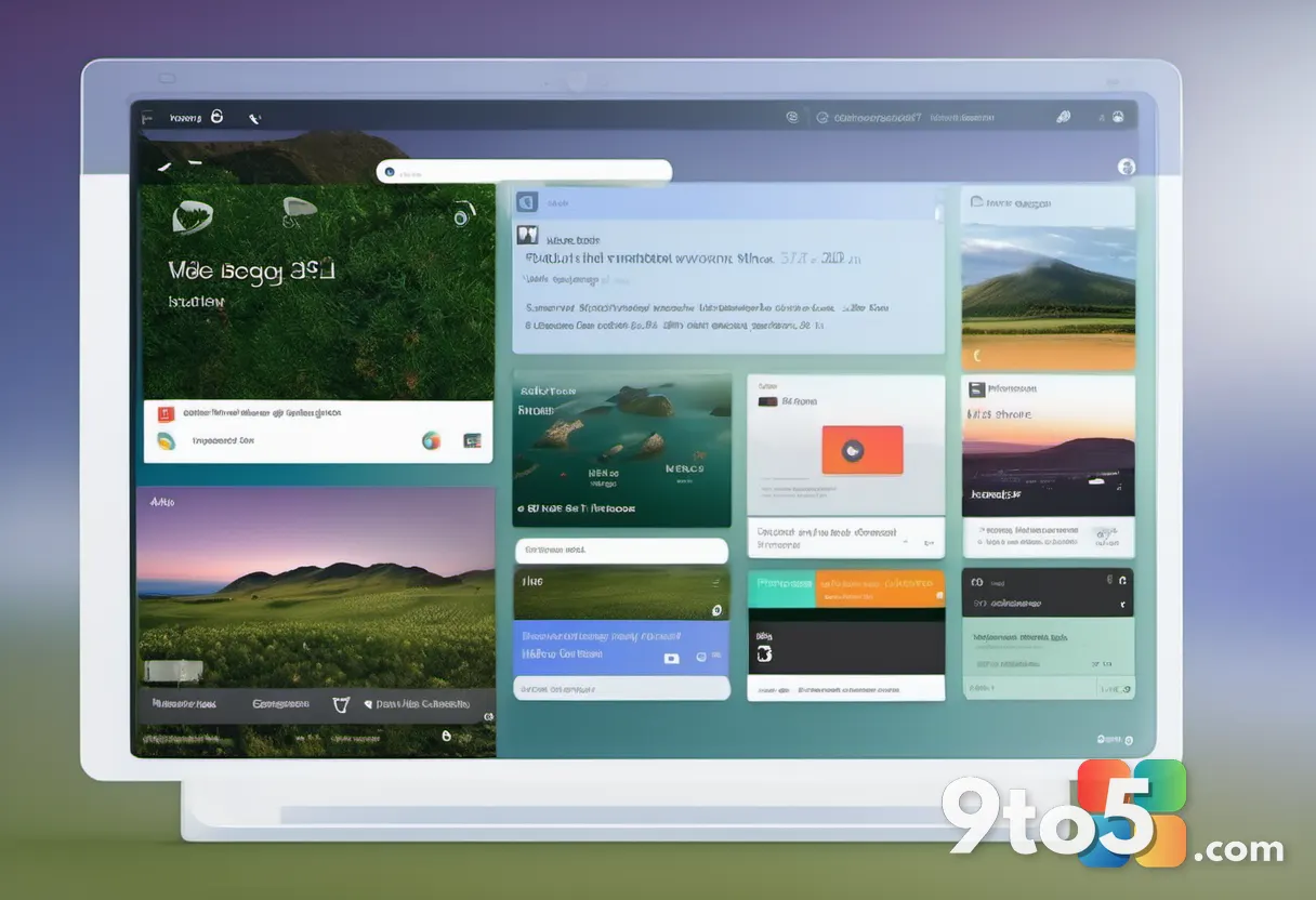 A close-up of a web browser window displaying a crisp webpage with smooth scrolling motion, modern UI, soft bokeh backgr