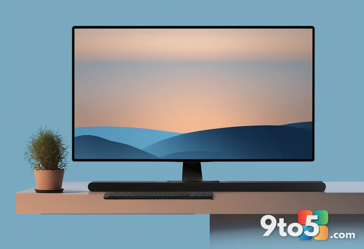 A modern desktop Windows 11 wallpaper with the centered four-pane window motif, soft blue gradient, clean minimalist des