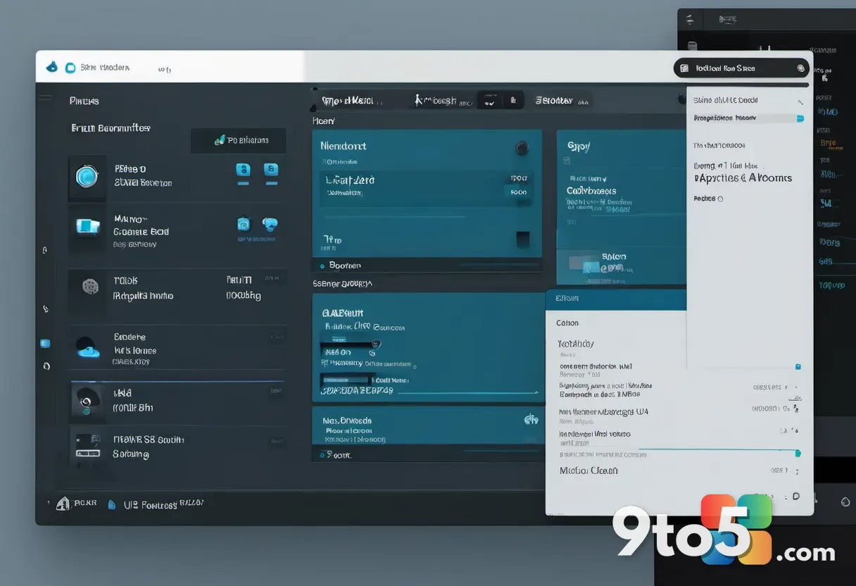 A close-up of a minimalist third-party app window on a dark monitor, showing a simple toggle switch and a list of applic