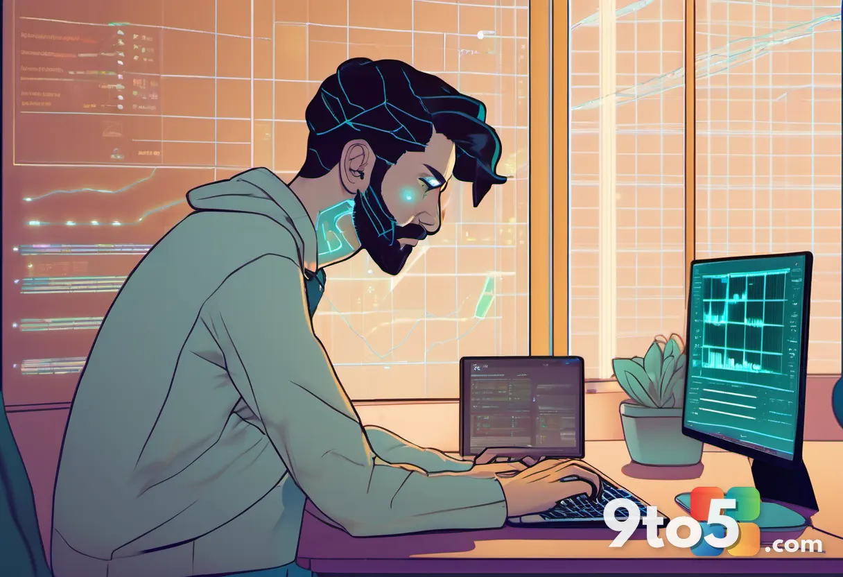 A developer hunched over a laptop, lines of chart XML code glowing on screen, warm desk lamp, focused late-night coding 
