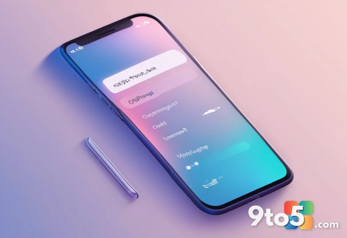 A hand tapping a Windows Update icon on a smartphone, progress bar filling, soft gradient background, clean flat illustr