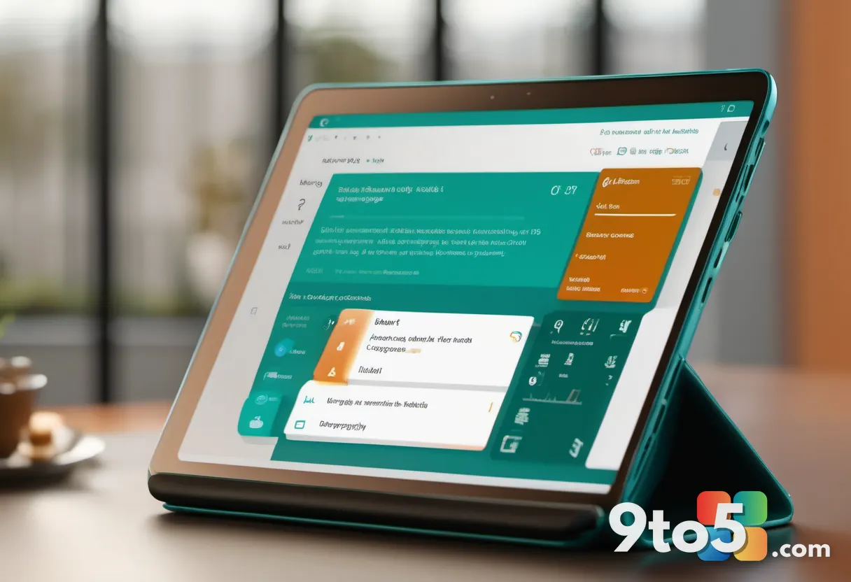 A hand tapping a Windows-style recovery menu on a tablet screen, warm café lighting, soft focus background in amber and