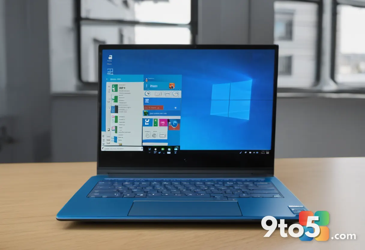 A close-up of a laptop screen showing the Windows Settings app open to the System > Advanced page, with a cursor hoverin