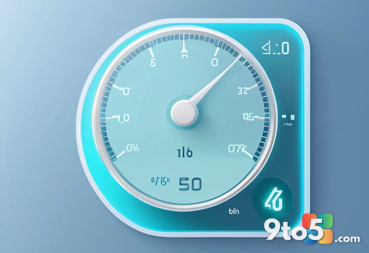 Close-up of a modern battery gauge widget interface with a circular percentage dial and power plug icon, minimalist Wind