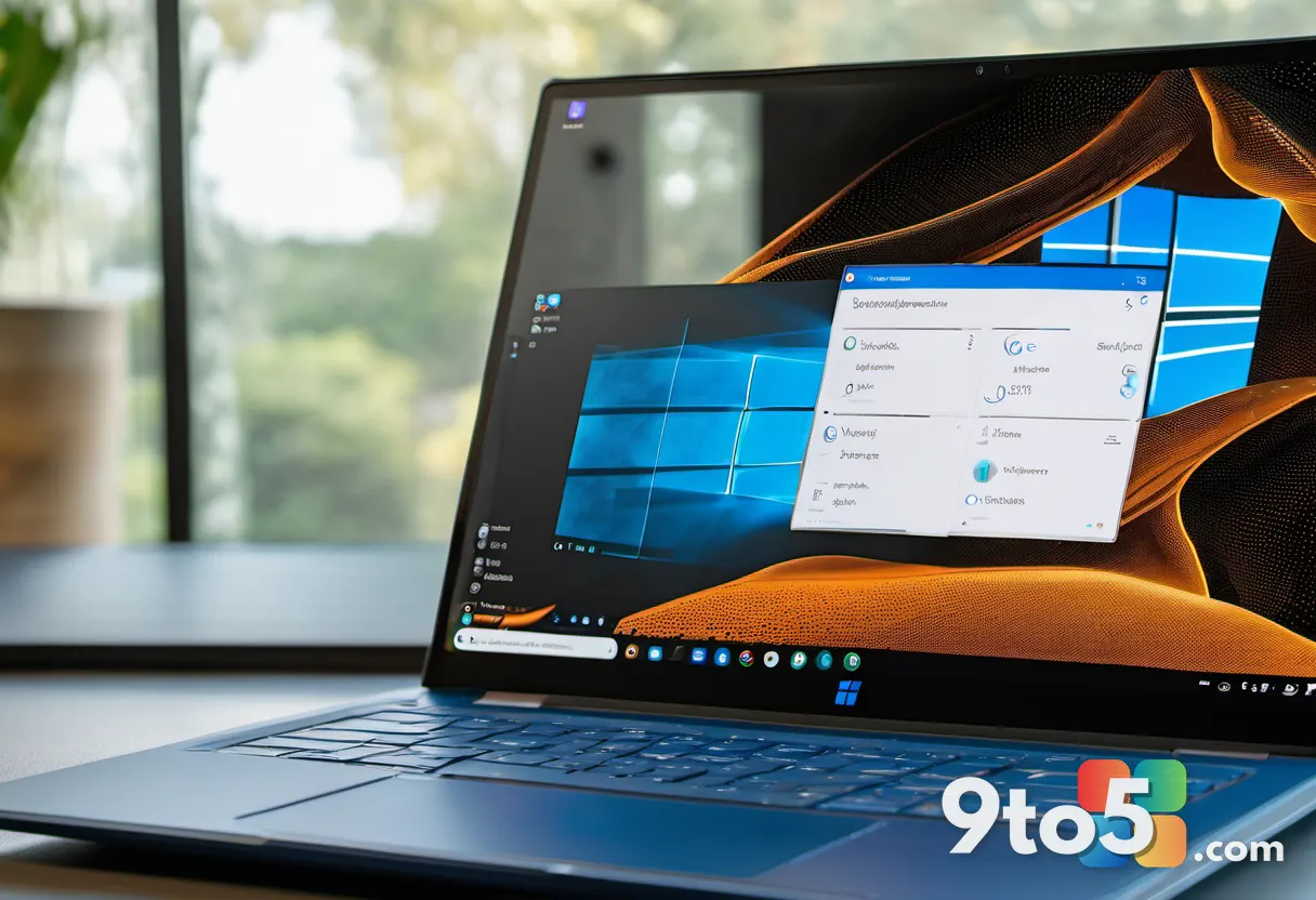 A Windows 11 Settings window open on a laptop screen showing Touchpad gesture options, clean UI, soft focus background, 
