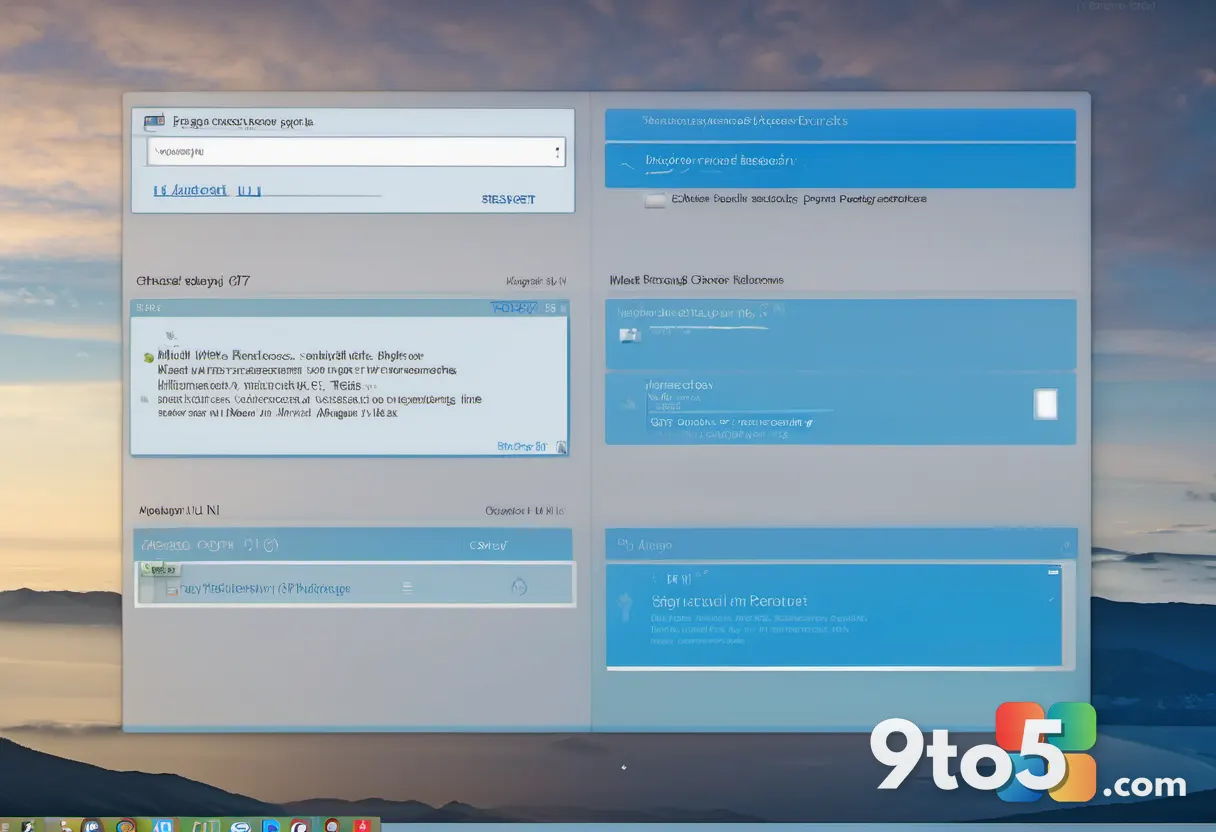 A Windows 7 sign-in glass screen with a password field, a plain blue desktop glowing behind it, soft early-morning offic