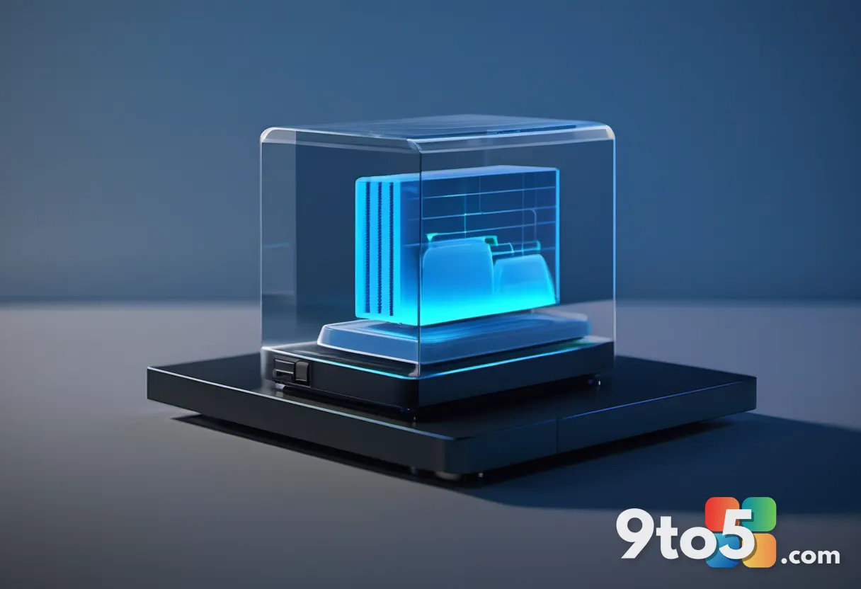 A translucent snapshot of a computer kernel glowing inside a glass hibernation file on a dark hard-drive platter, cool b