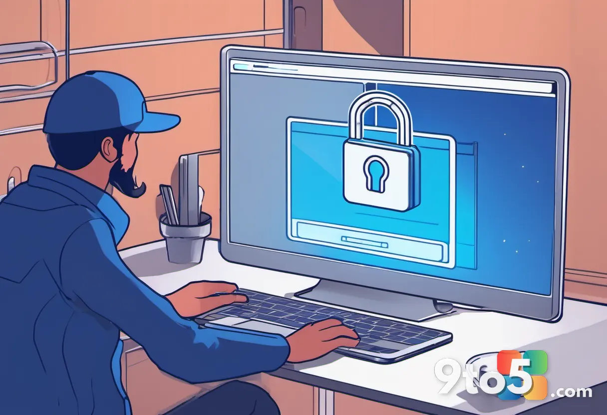 A person working at a laptop in a dimly lit room with a glowing padlock icon hovering above the screen, conveying web se