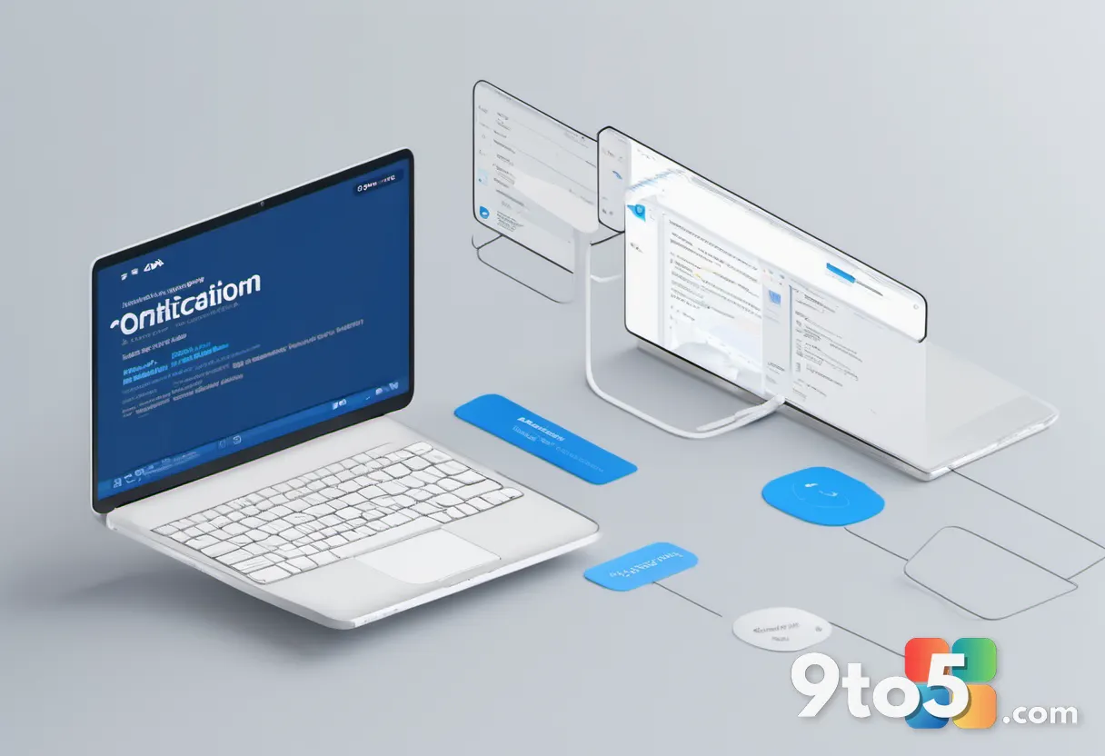 A clean flat-design diagram showing a direct notification path versus an intermediate lookup step, using blue and gray t