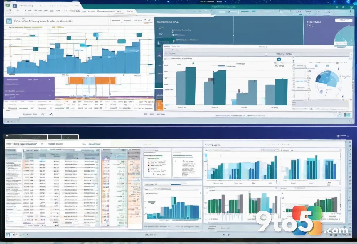A split-screen composition showing a traditional Excel grid of cells on one side smoothly morphing into a polished dashb
