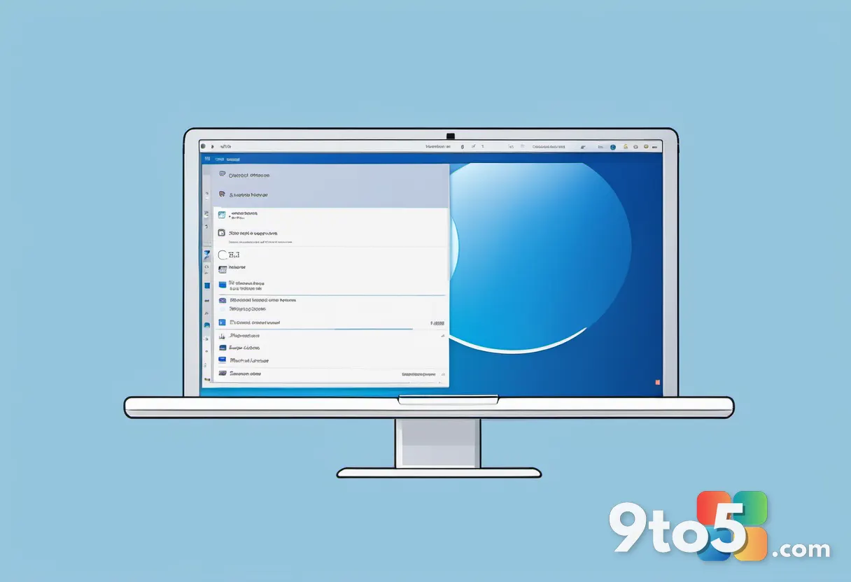 A minimalist vector illustration of a Windows 11 desktop with a simplified context menu and a Show more options entry, s