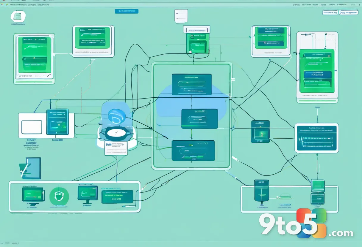 A clean network diagram of interconnected glowing AI nodes linked by shield icons, representing layered security across 