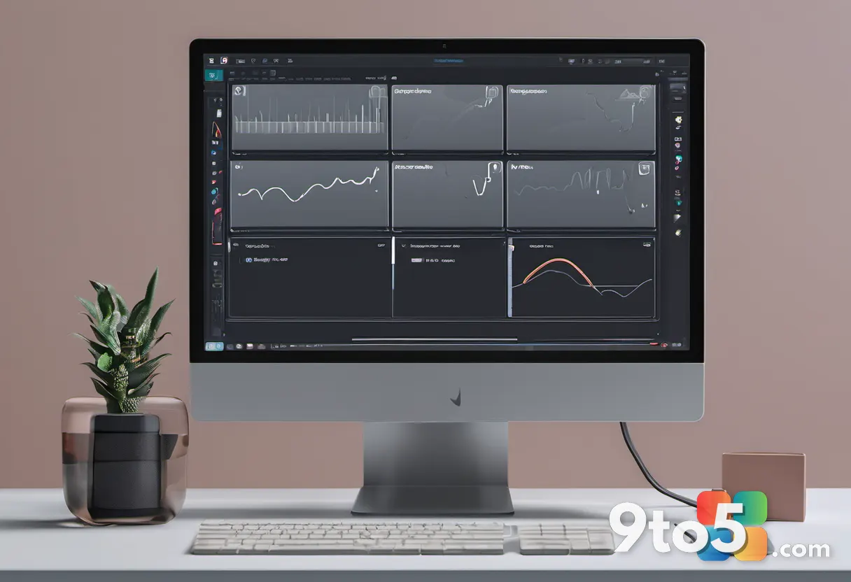 A close-up of a designer's monitor showing icon design software with several versions of the Copilot icon laid out for c