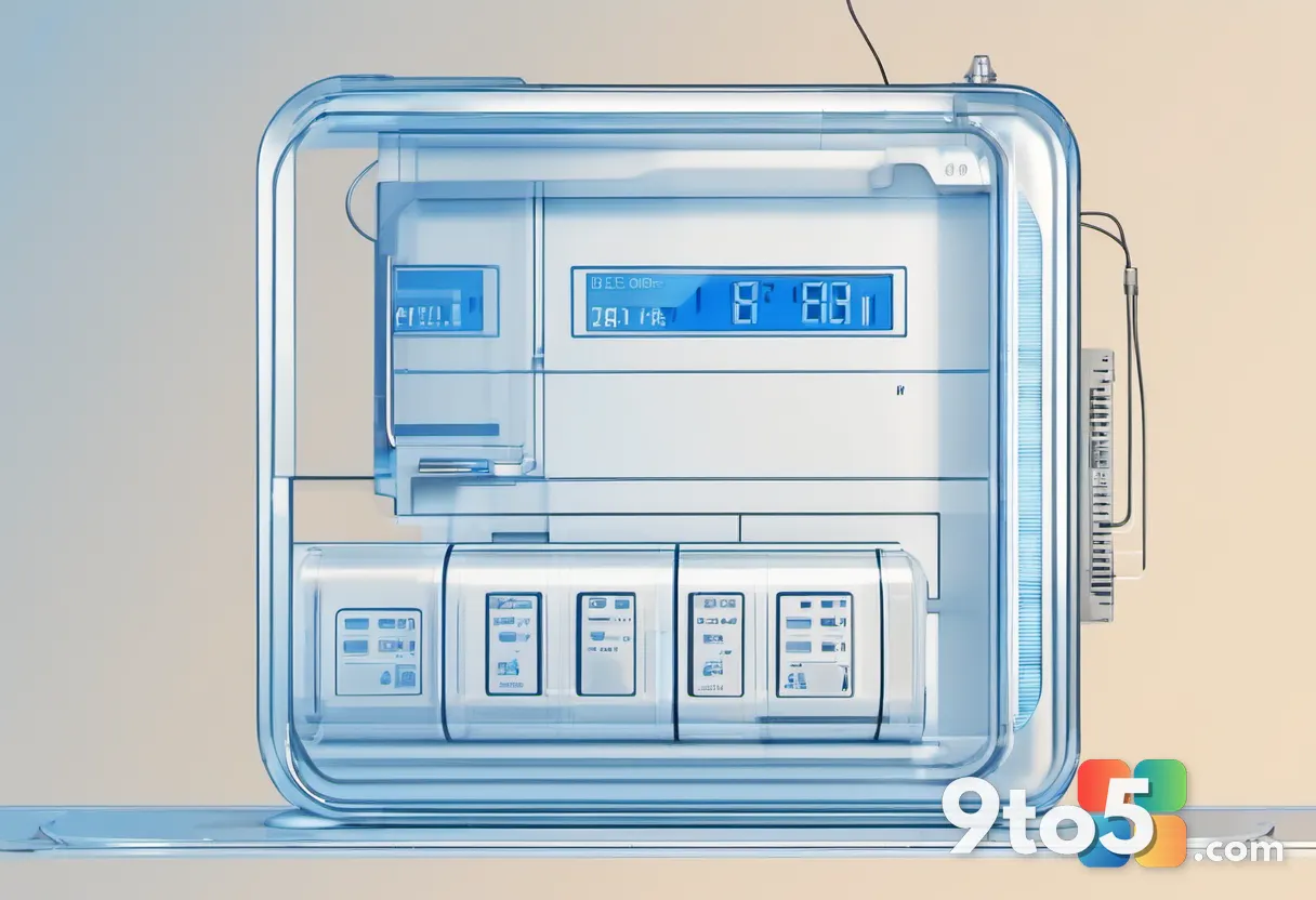 A conceptual illustration of a storage gauge or meter dropping from a high level to a low one, rendered in Microsoft blu