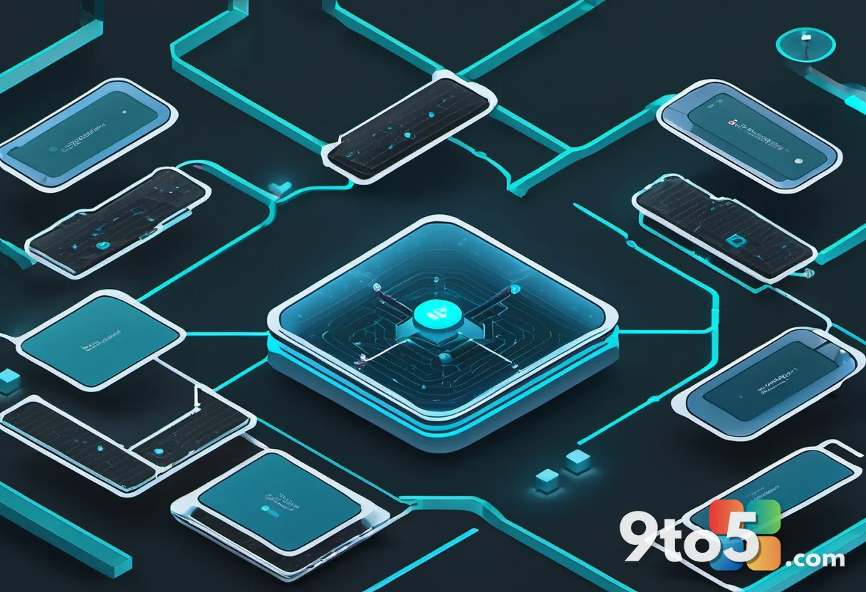 Clean isometric diagram of an AI decision layer routing inputs to predefined yes/no and rating options, soft blue and te