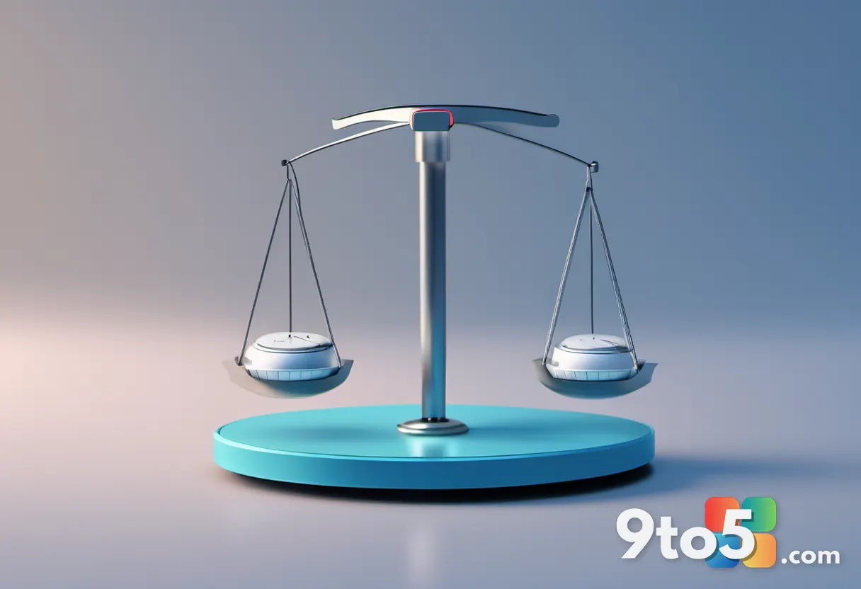 A minimalist balance scale tipping toward a dollar sign and a speed gauge, symbolizing cost versus latency, on a muted b
