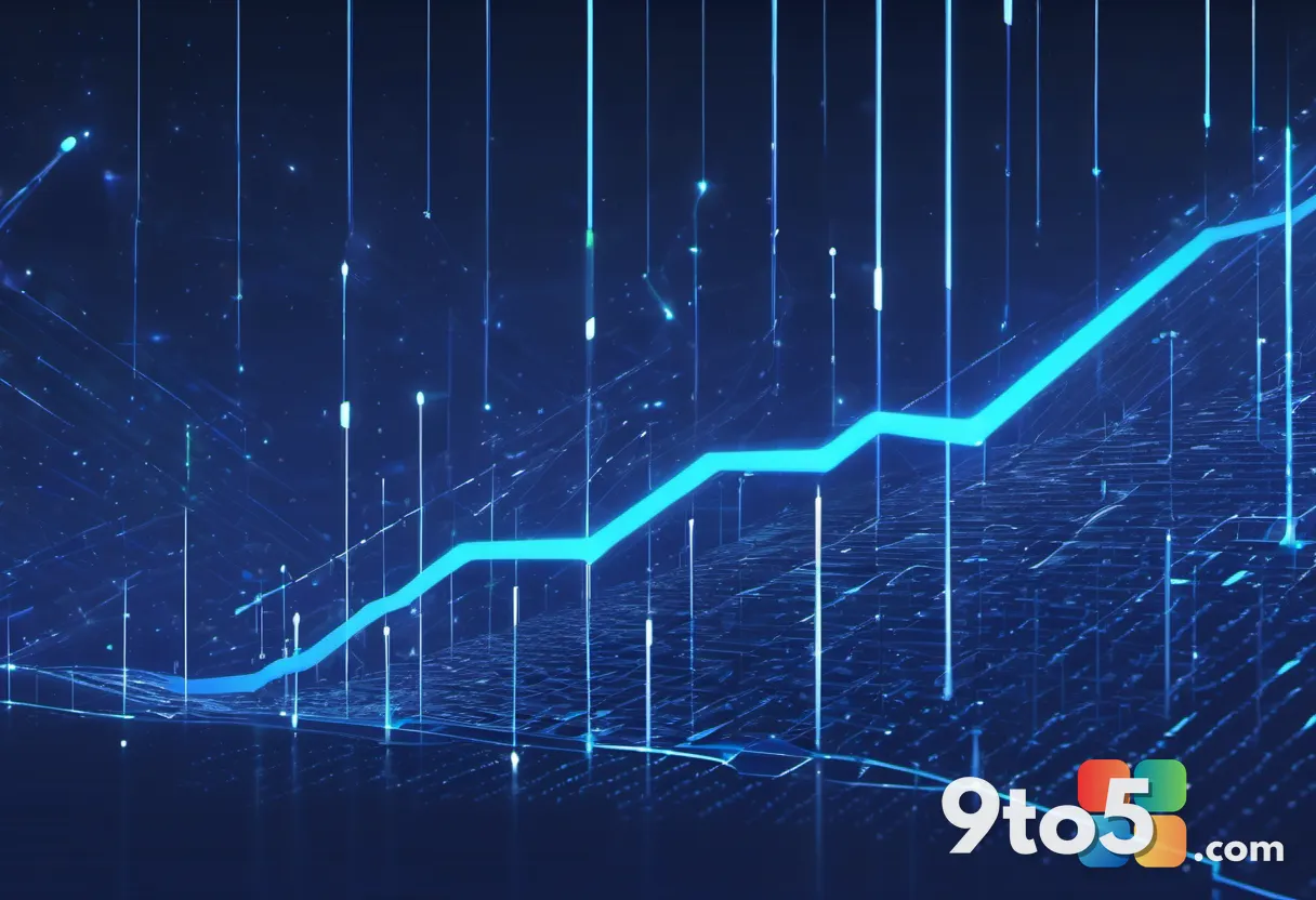 An abstract illustration of background data flowing into a browser window represented by glowing blue arrows and dots mo