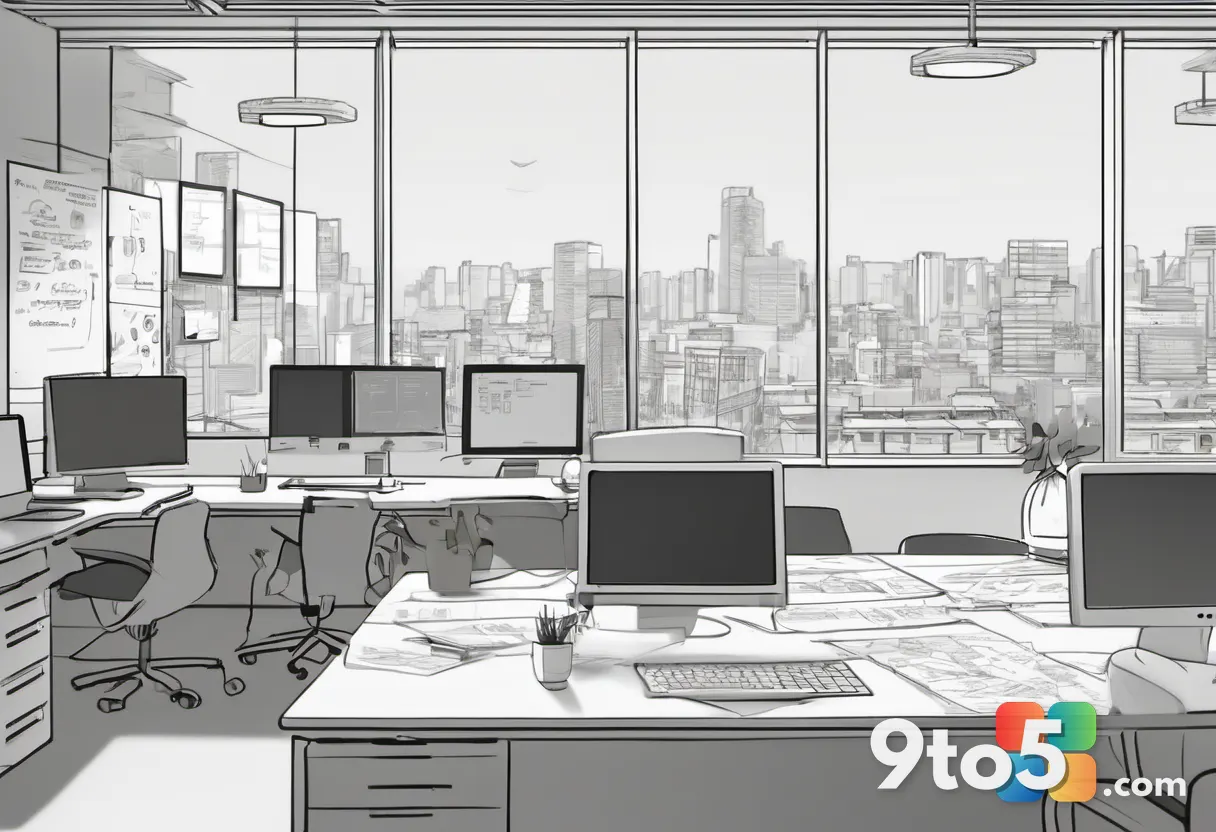 A diverse team of developers gathered around a whiteboard covered in sketches and sticky notes in a modern office, brain