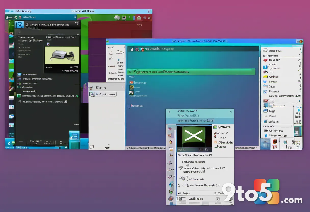 A split image showing a 2000s-era Windows Media Player skin versus a plain modern media player, contrasting colorful ret