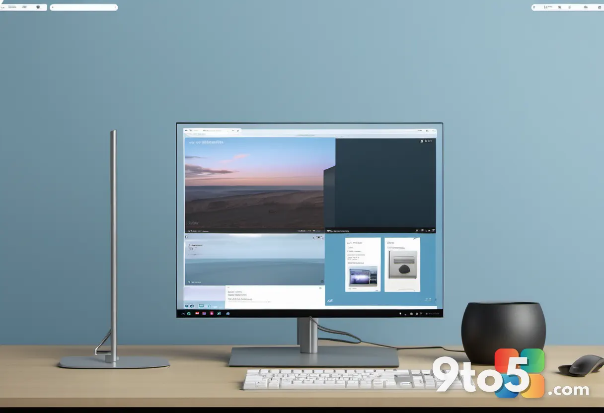 A sleek, minimal modern Windows 11 Media Player window with a clean flat design, muted colours, and empty library view,