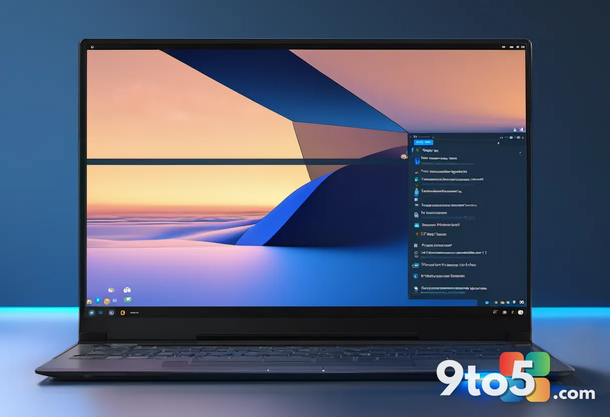 A Windows 11 Quick Settings panel glowing on a laptop screen with a Bluetooth headphones icon connected, dim room, blue 