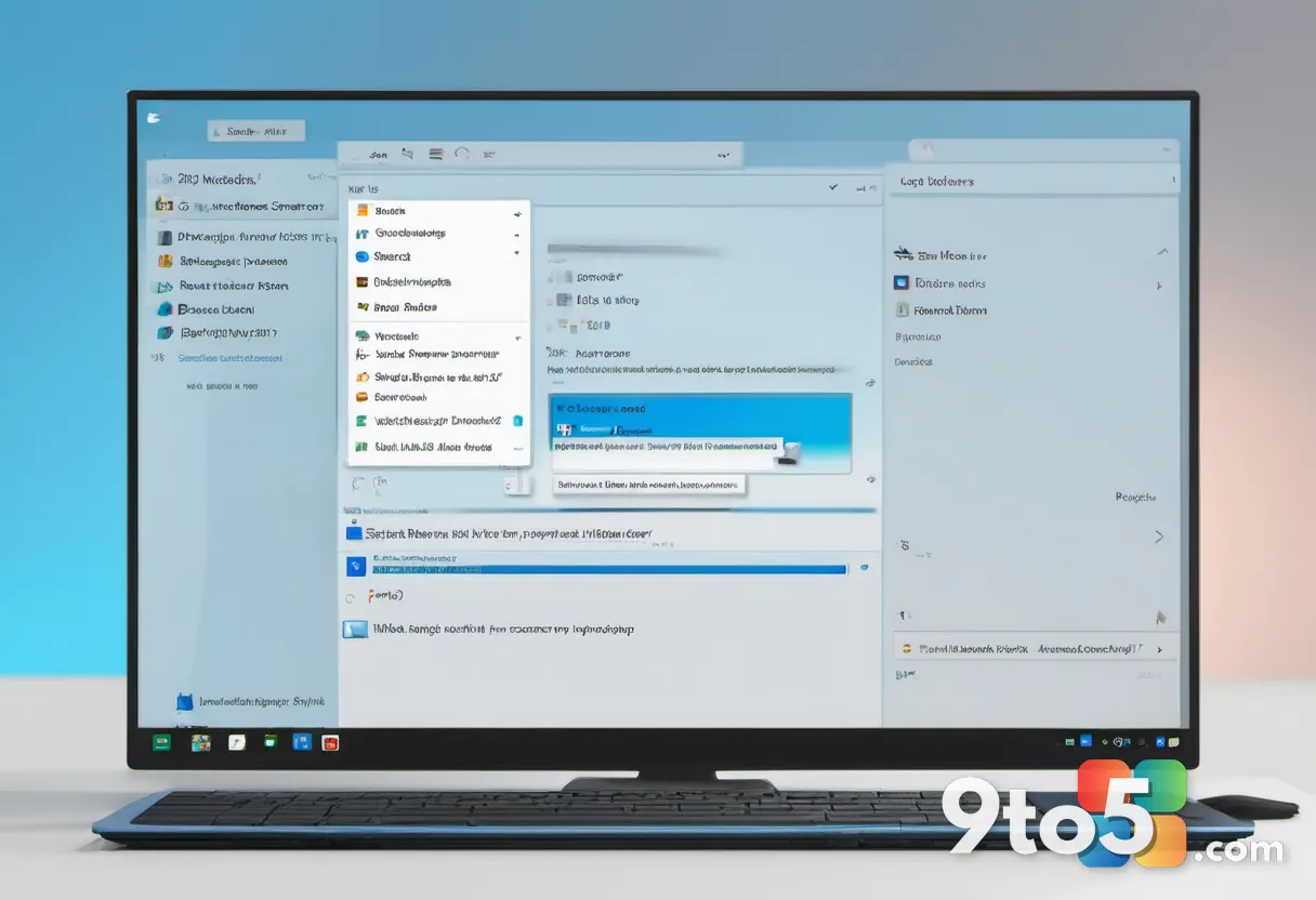A Windows 11 taskbar with a highlighted widgets button icon, viewed at a slight angle against a calm blue gradient wallp
