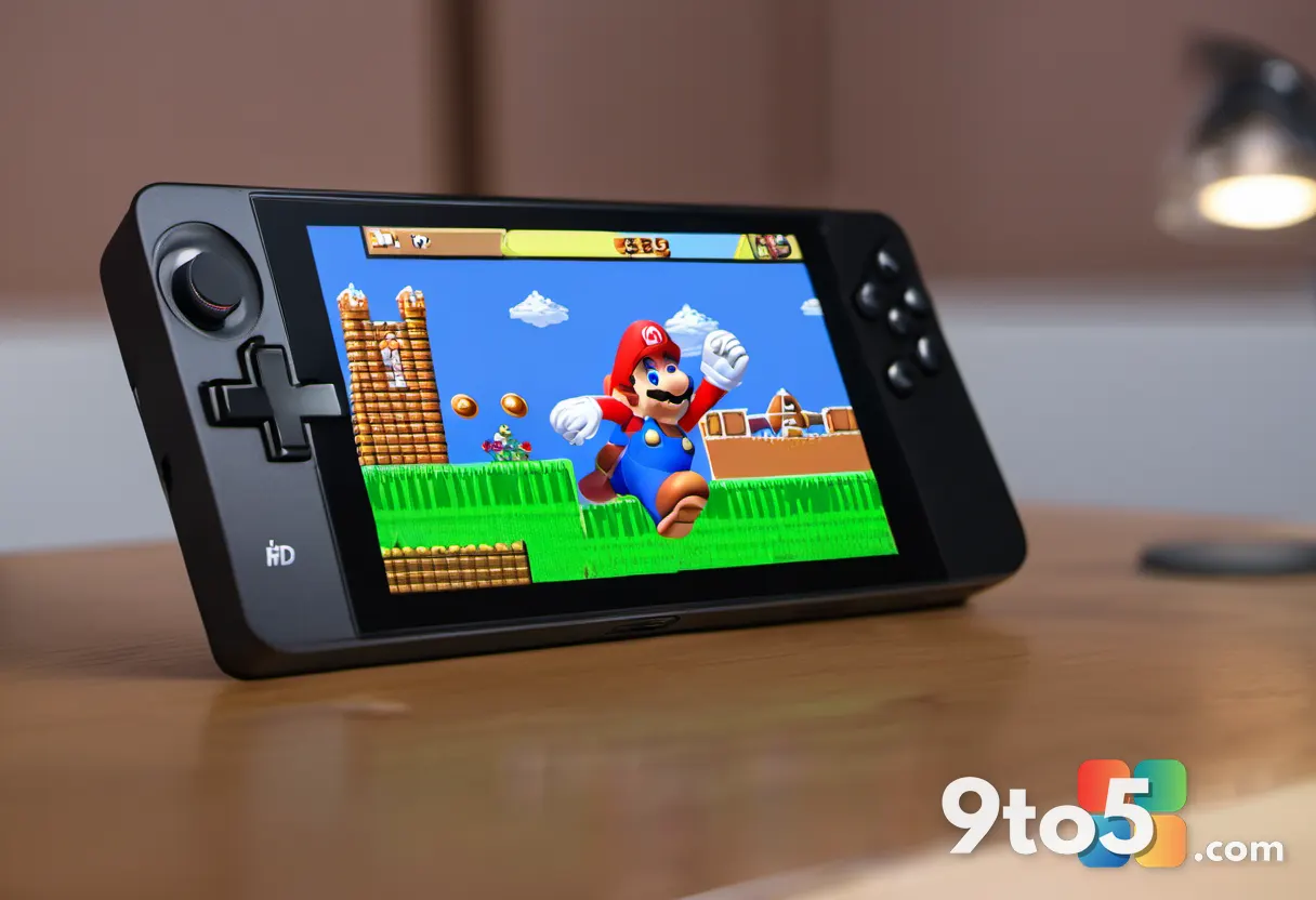 A close-up of the Zune HD's touchscreen displaying a Nintendo 64 button overlay with Mario running toward a castle, shal